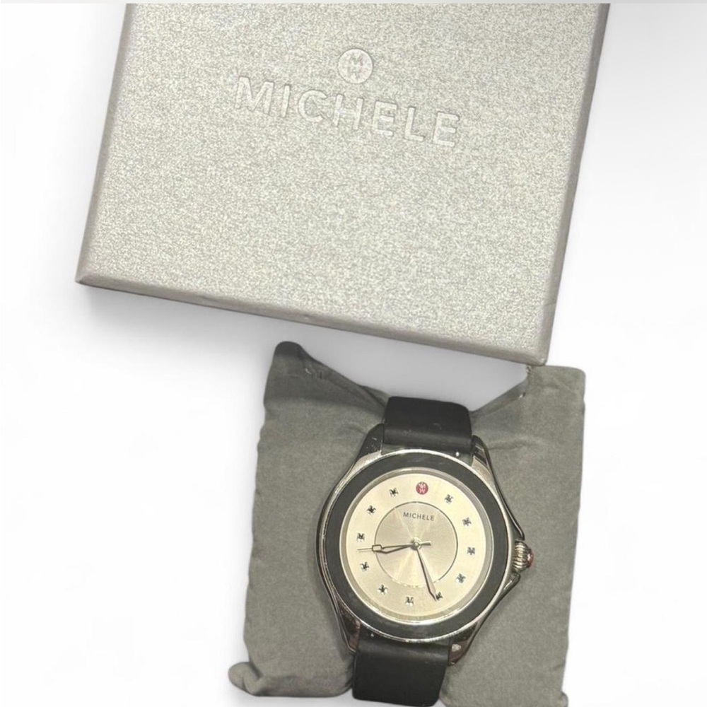 Michele Cape Spinner Black Dial Watch | Retail Tag $295 - Picture 2 of 8